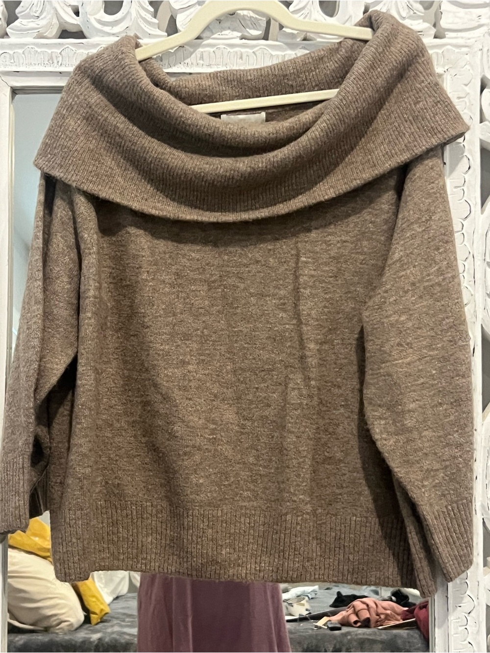 H&M Foldover Cowl Neck Sweater - Taupe